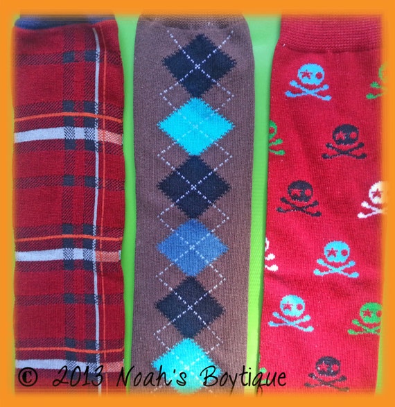 Baby Boy Legwarmers - Argyle Legwarmers - Plaid Legwarmers - Skull Crossbones Legwarmers - Baby Crawlers - Baby Birthday Legwarmers by NoahsBoytiques