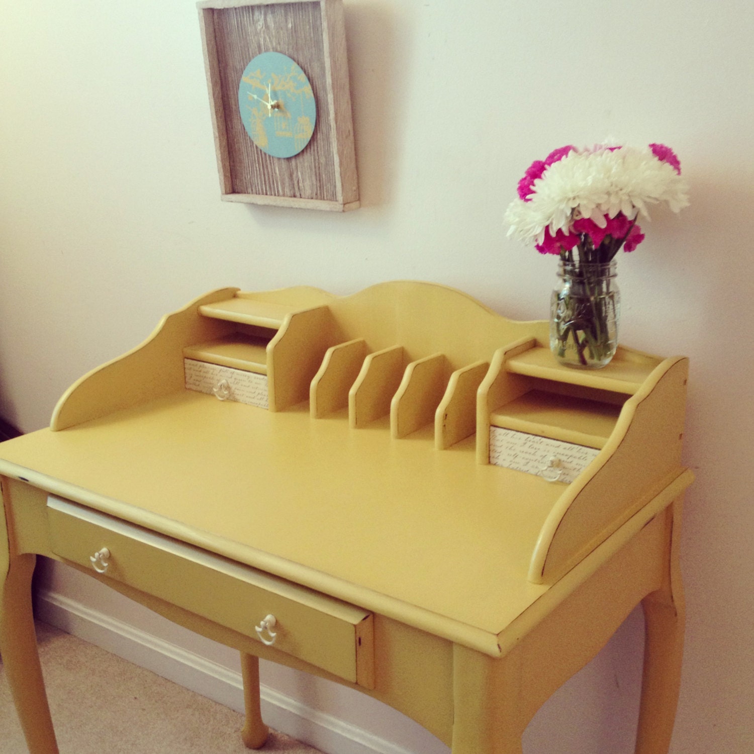 On HoldYellow Writing Desk chalk painted shabby chic