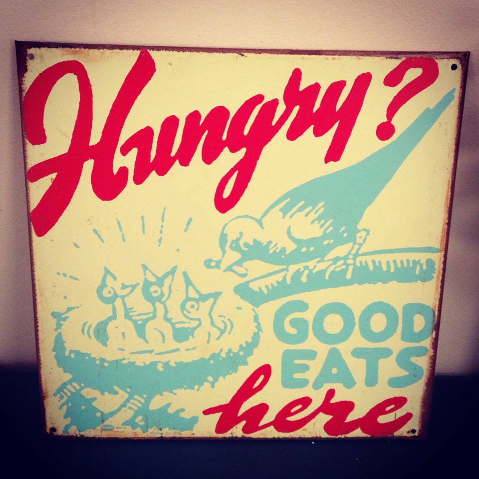 Vintage tin kitchen sign rustic decor by FurnitureAlchemy on Etsy