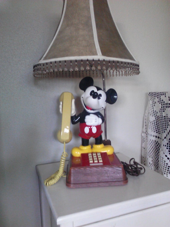 Vintage Mickey Mouse Push Button Phone Lamp