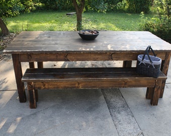 8 foot dark walnut stained distressed primitive farmhouse country cabin kitchen table w - Primitive Kitchen Tables 8 foot dark walnut stained distressed primitive farmhouse country cabin kitchen table w - Primitive Kitchen Tables