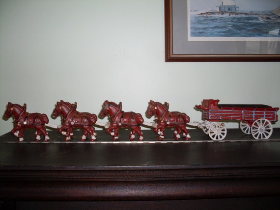 Vintage Cast Iron 8 Horse Carriage Budweiser by CONNECTICUTFINDS