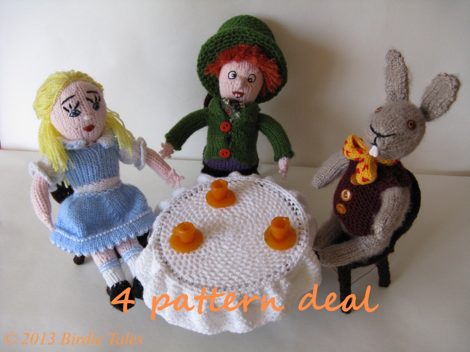 Knitted Alice in Wonderland Mad Hatter and March Hare at the