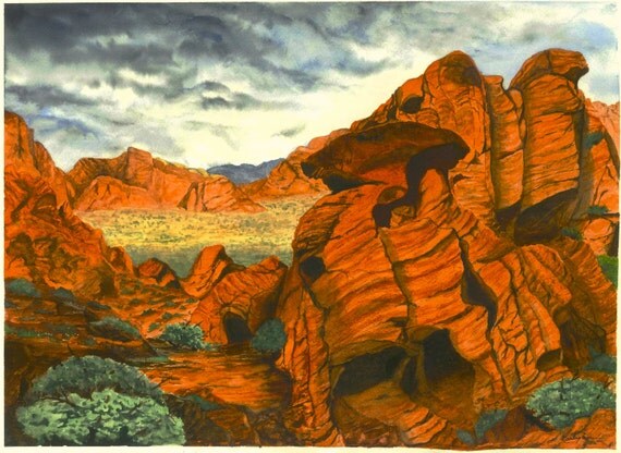 Desert Southwest Landscape Painting Print from Original