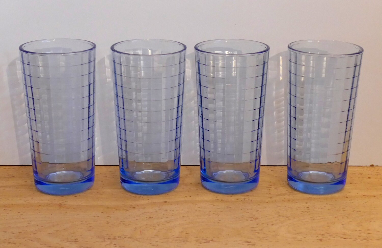 4 Vintage Pasabahce Blue Tint Glass Drinking by FourthEstateSale