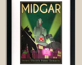 12x18 Final Fantasy 7 Inspired - MIDGAR Retro Tourism Print Poster
