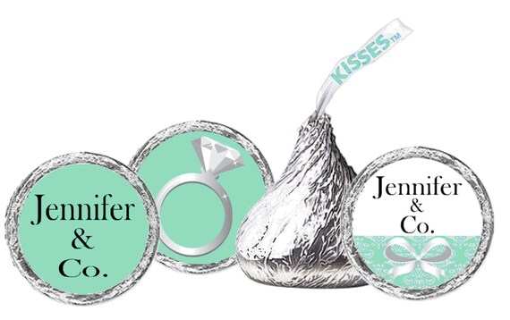 108ct - Tiffany & Co Style Kisses Stickers - Bridal Shower Stickers Labels Birthday Party Baby Shower Wedding Bat Mitzvah Il_570xn