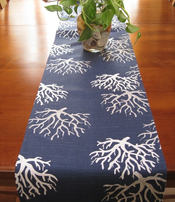 12x72 Table Runner. Navy and white Table Runner. Isadella Slub