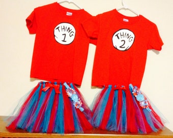 inspired thing 1 and 2 set with shirts tutus and free headbands thing 1 2 halloween - Thing 1 Thing 2 Halloween Costume inspired thing 1 and 2 set with shirts tutus and free headbands thing 1 2 halloween - Thing 1 Thing 2 Halloween Costume
