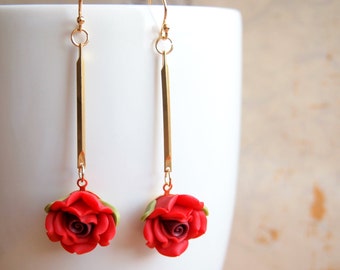 Crystal Rose Drop Dangle Wedding Party Jewelry