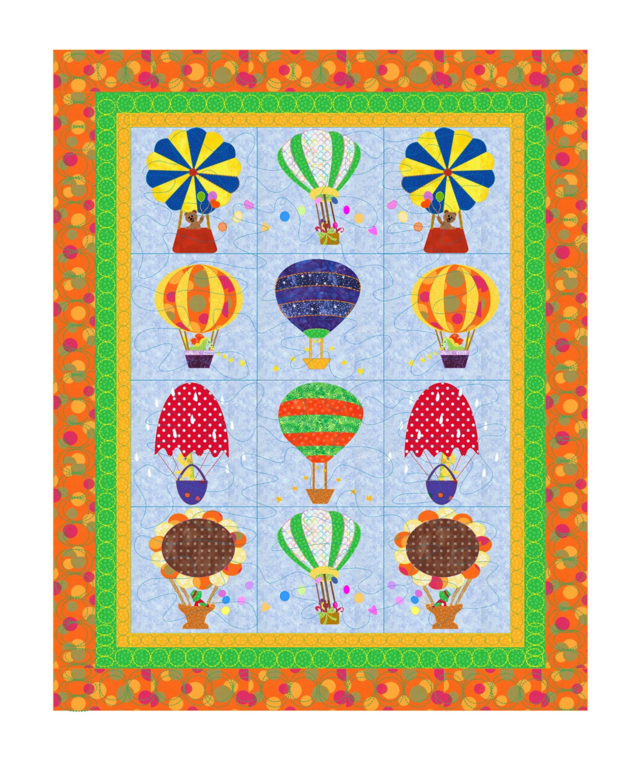 Baby Quilt Pattern Hot Air Balloon Up Up and Away