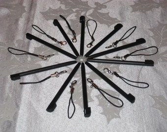 10 Black DS Lite Stylus Pens with 10 Black Cell Phone Strings Free