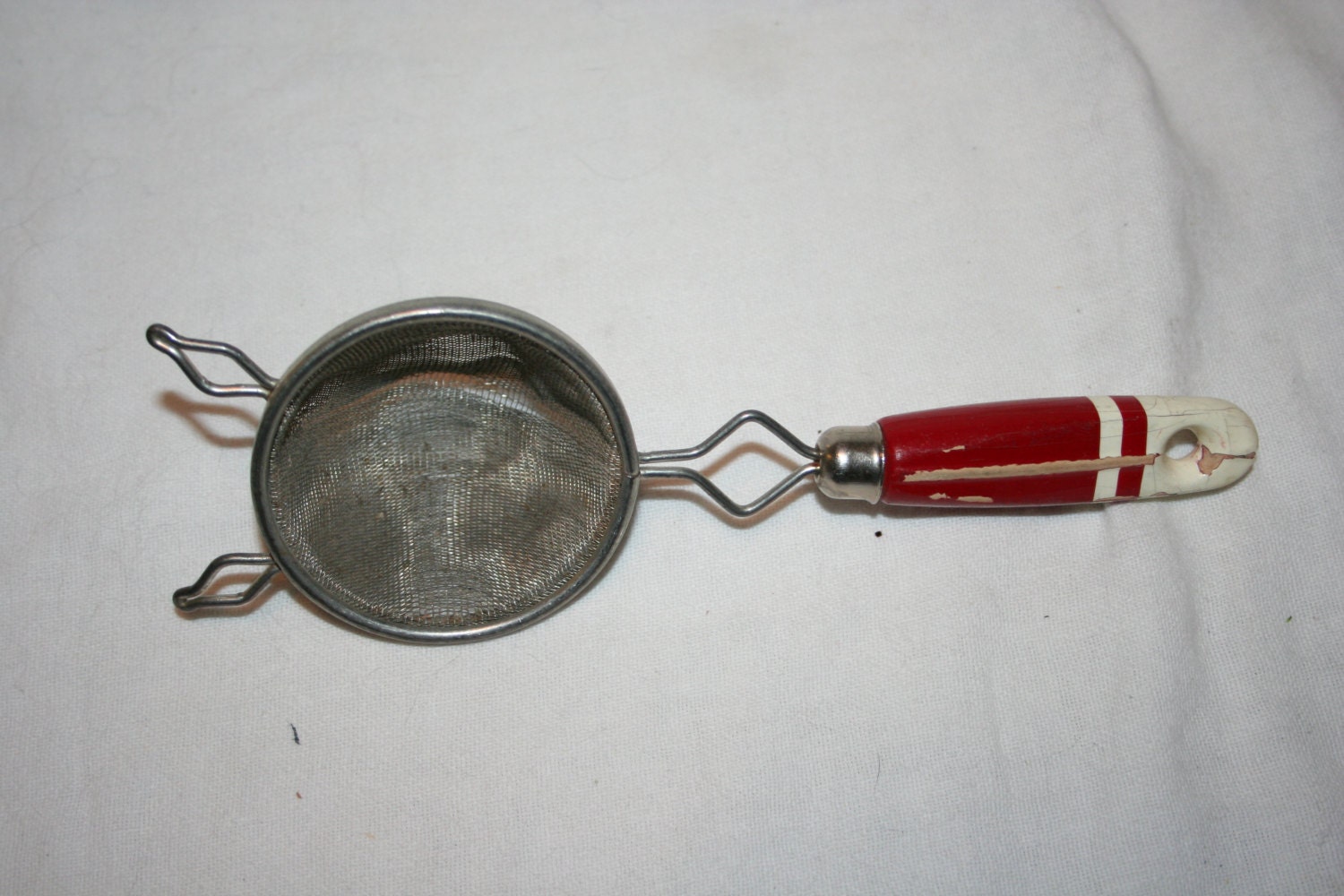 Vintage Hand Held Strainer with Wood Handle by TheTreasureHuntLLC
