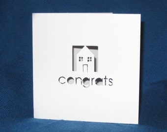 Congrats Housewarming Card, New Home Card, Hand Cut Card