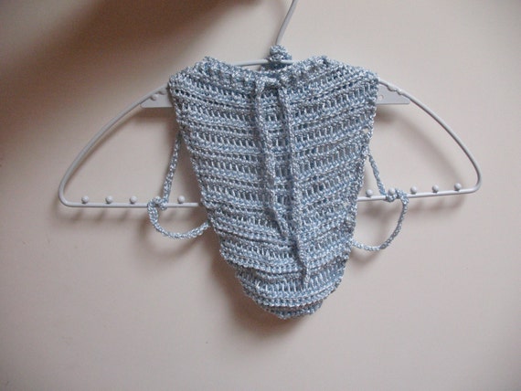 Men s Sexy Thong Underwear crochet G-String light blue
