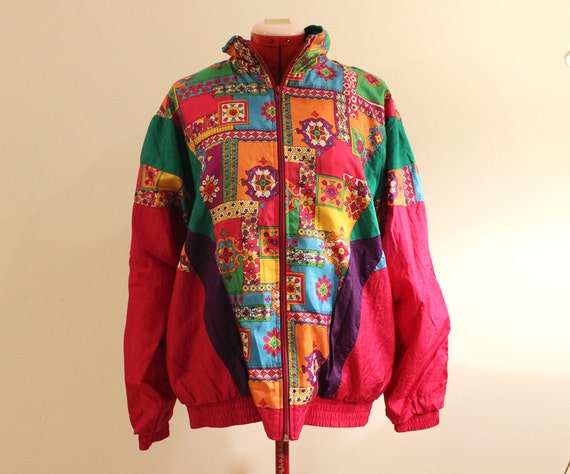 80s Sunterra Colorful Windbreaker Jacket by StrangeBrewShop
