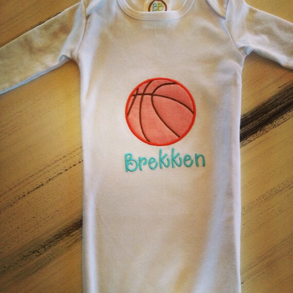 Items similar to Baby Gown with Appliquéd Basketball on Etsy
