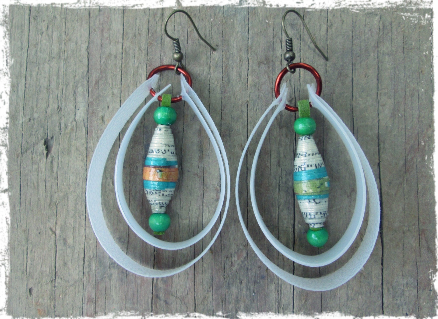 Upcycled Recycled Repurposed Milk jug earrings Bohemian
