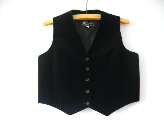 Black Velvet Womens Vest Formal Waistcoat by VintageDreamBox