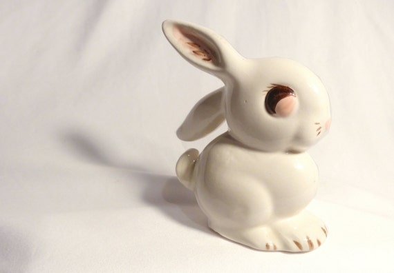 1980s Bunny Rabbit Figurine Baby Nursery Decor Vintage by jazzjodi