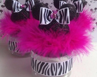 Minnie Mouse Baby Shower Favor, Zebra and Hot Pink Minnie Mouse Favor