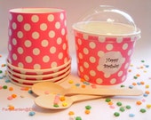 25 Hot Pink Polka Dot Ice Cream Cups - Large with DIY Labels Il_170x135
