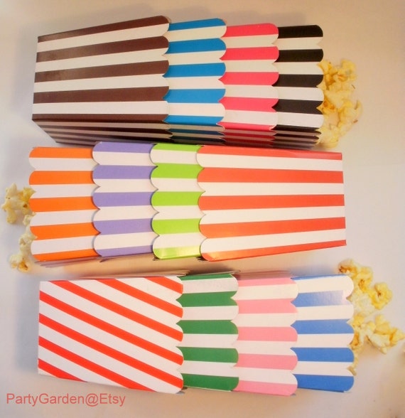 200 Striped popcorn boxes treats favors - Your Choice of Colors Il_570xn