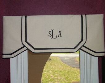 Custom Order Listing Ivory/Natural or, White with Black trim Classic Valance- Order Only- Fits windows from 30-50" wide