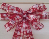 Burlap Red and White Christmas Bow Wreath Stair Rail Door Mailbox Tree Topper Il_170x135