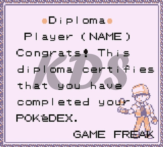 Items Similar To Pokemon Red And Blue Pokedex Completion Diploma Cross