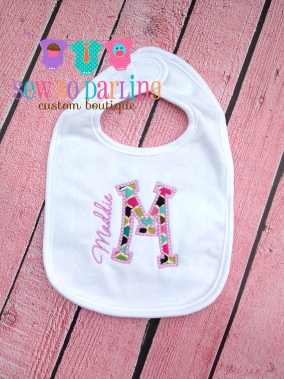 Personalized Girl Bib Girly Baby Bib Monogrammed By Sewsodarling