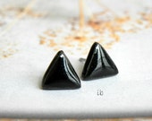 Black Porcelain Earrings Stud Tiny Ceramic Post Geometric Earrings Hypoallergenic Men Earrings