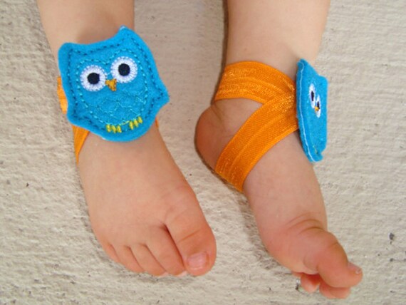 Baby Barefoot Sandals for Boys - Owl Piggy Pals - Boy Sandals - Baby ...