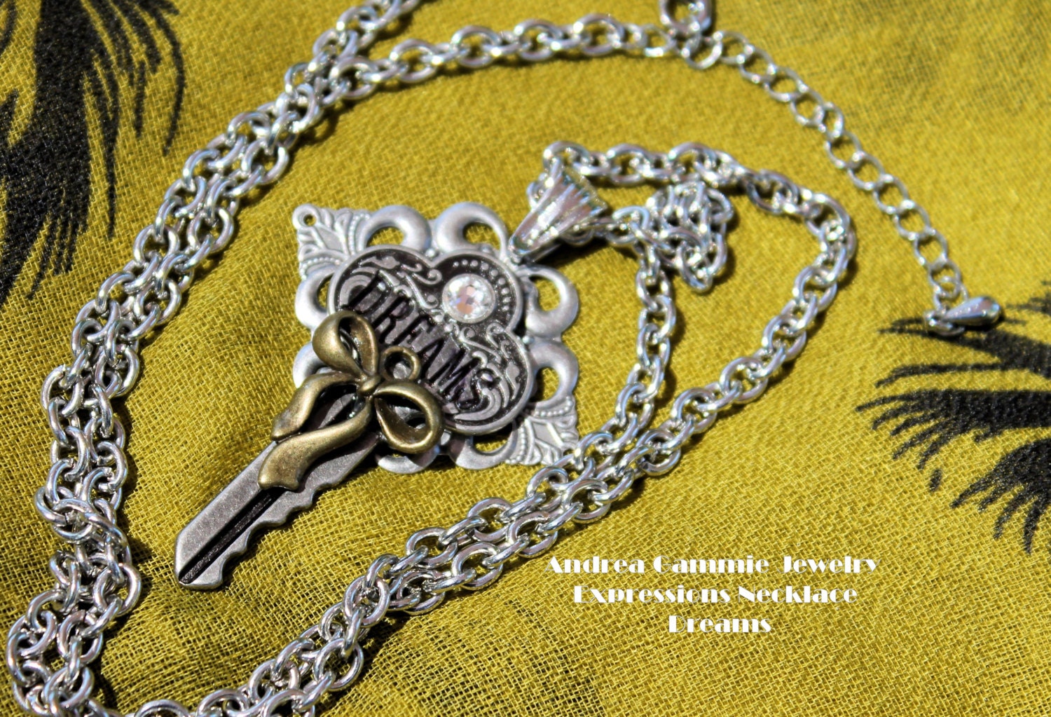 Vintage style silver key necklace Dreams by AndreaGammieJewelry