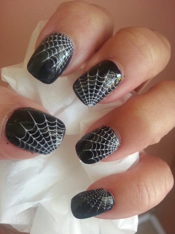 29 White SPIDER WEB Tip Nail Decals WTW Waterslide