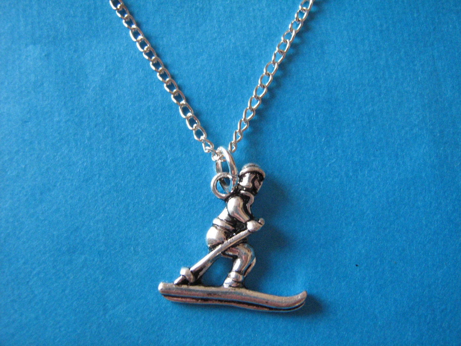 Ski Necklace Skier Charm Skiing Skis Necklace Ski Jewellery