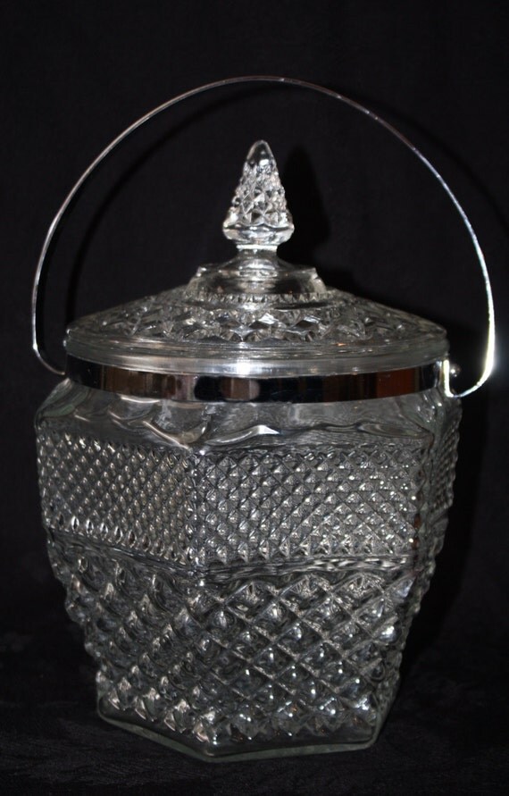 Vintage Anchor Hocking Wexford Ice Bucket w/ by QUEENIESECLECTIC
