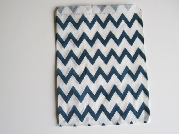 12 Navy CHEVRON Designer Party Favor Bags, Weddings, Birthday, Shower Il_570xn