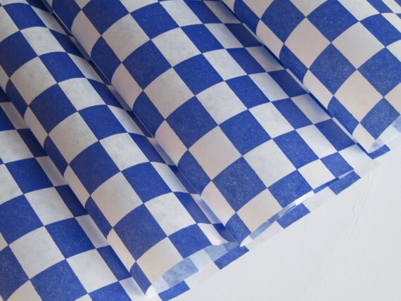 Wax Paper-50 Sheets of Blue and White Checkered Wax Paper-Deli Sandwich Wrap-Box and Tray Paper Liners-Navy Plaid Wrapping Paper 12" x 12" Il_570xn