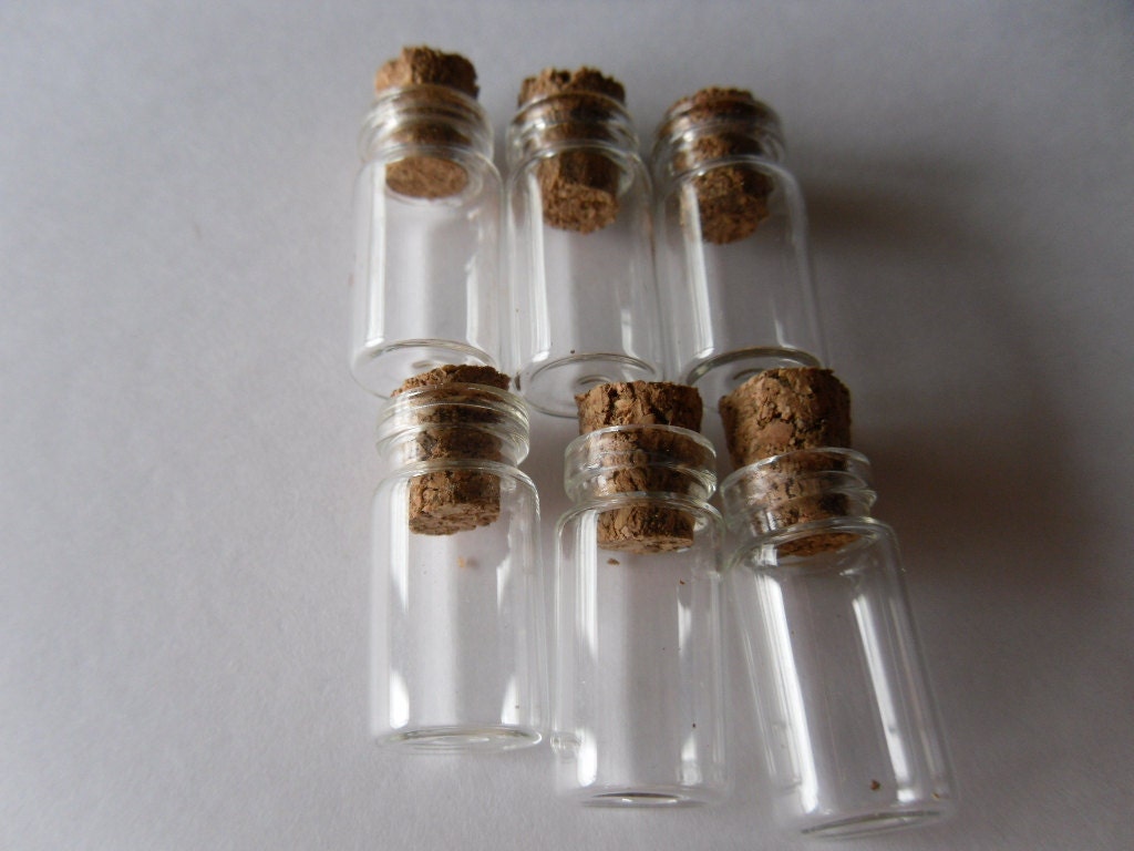 6 Micro Mini Bottles with Corksfor Jewelry by TheDominoLady