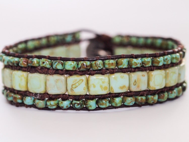 MADE TO Order Beaded Leather Wrap Bracelet by AlliecatDesignStudio