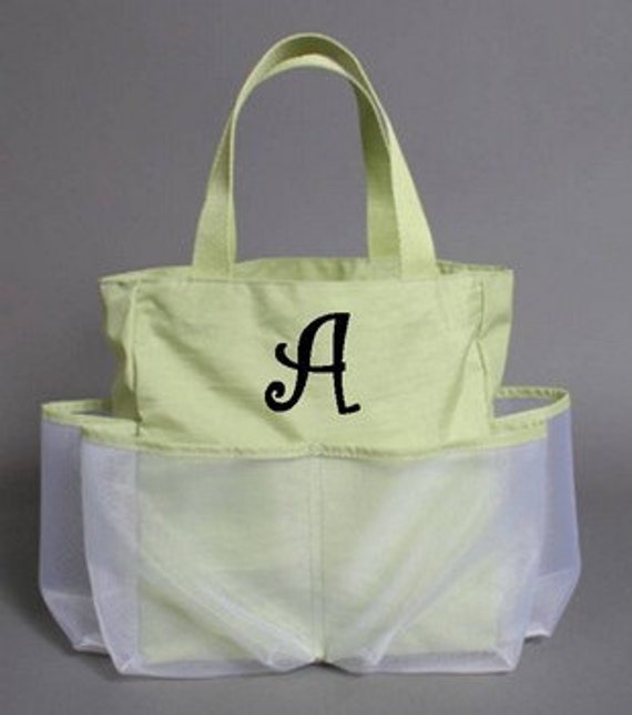 Monogrammed Caddy Tote - Mint - Use for shower garden art supplies and ...