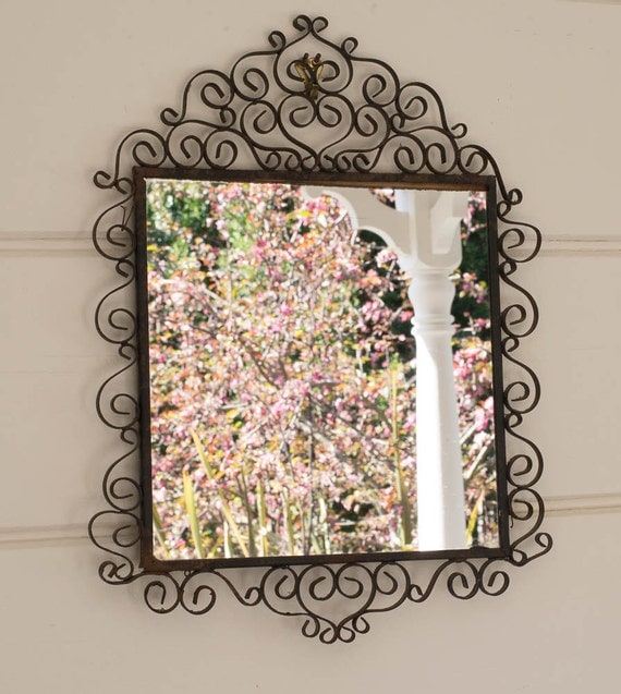 RESERVED FOR HAYLEY Wrought Iron Mirror Rustic Decor Vintage