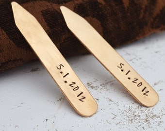 Bronze Collar Stays, Personalized Collar Stays, 8th Anniversary Gift, Gift for Him, Custom Collar Stays, Collar Stiffeners, Father of Bride