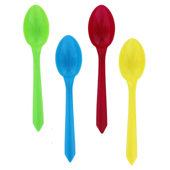 100 Colorful Plastic Spoons by ArcticSupplies on Etsy