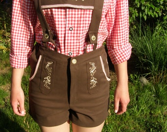 Oktoberfest embroidered Ladies cotton brown Lederhosen