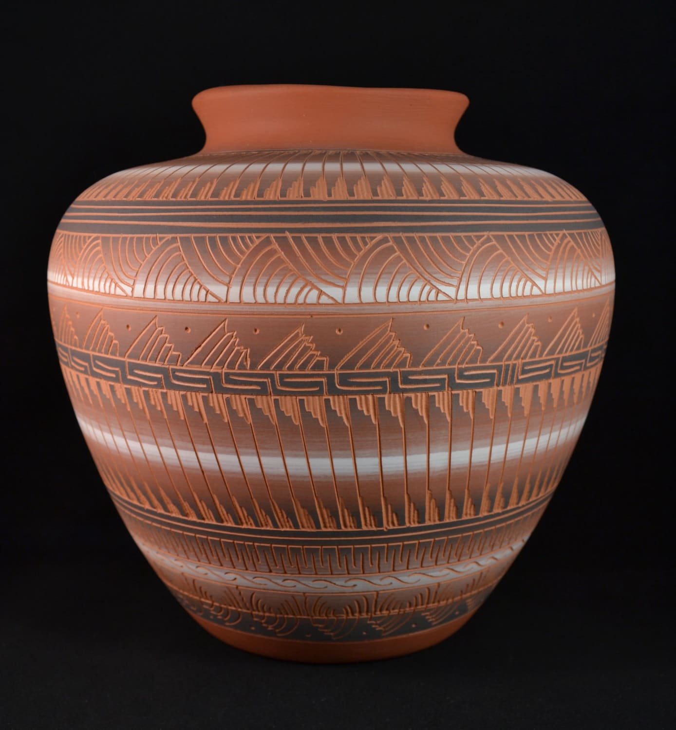 On Sale Carved Navajo Pottery Vase Signed by the Artist Vi