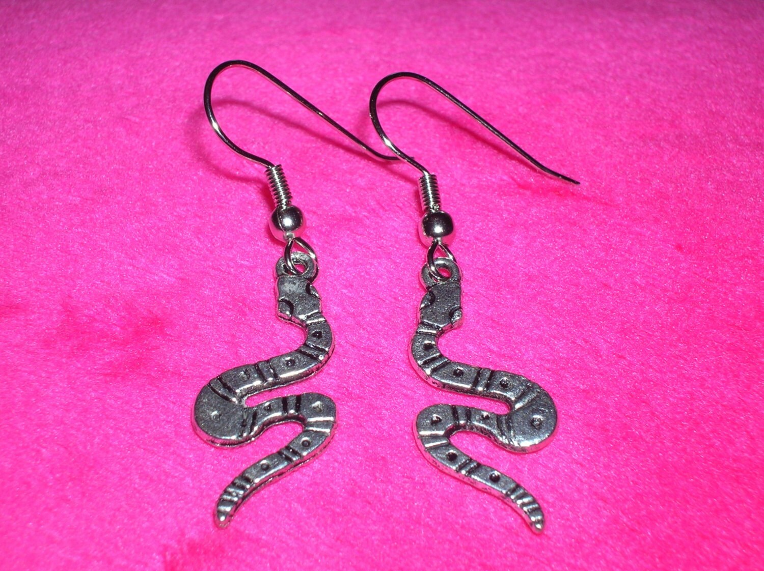 Silver Snake Dangle Earrings by MacyLeeJewelry on Etsy
