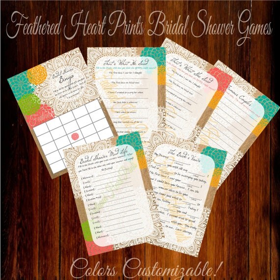 wedding shower games diy printable by featheredheartprints