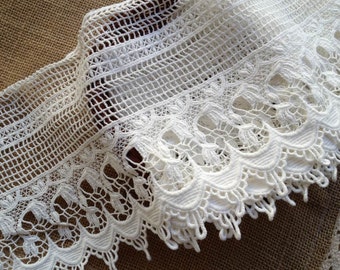 Retro Crochet Lace Off-white Lace Trim Wide Cotton Fabric Lace